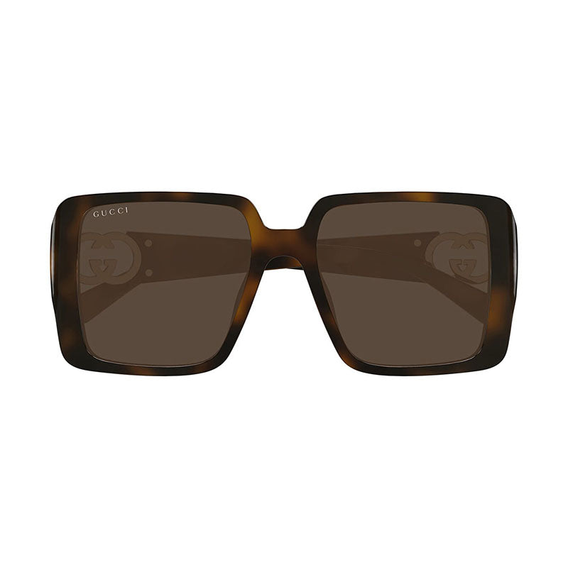 Gucci Sunglasses Square Full Rim, Dark Brown Havana Frame and Brown Lens GG1692SA002