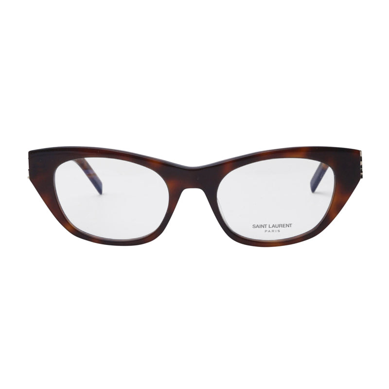 Saint Laurent Eyeglasses Cat Eye Full Rim, Dark Havana Frame and Clear Demo Lenses Lens SLM80002