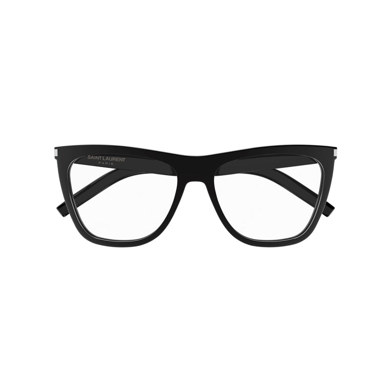 Saint Laurent Eyeglasses Square Full Rim, Black Frame and Clear Demo Lenses Lens SL518001