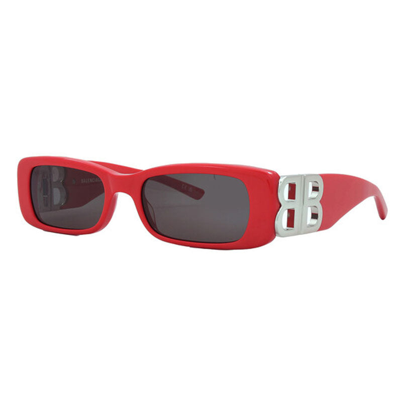 Balenciaga Sunglasses Rectangle Full Rim, Solid Red Frame and Grey Lens BB0096S015