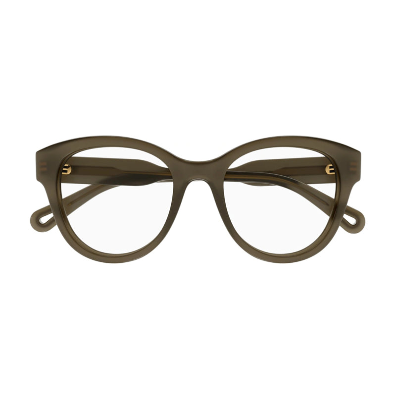 Chloe Eyeglasses Round Full Rim, Opal Tuape Frame and Clear Demo Lenses Lens CH0163O008