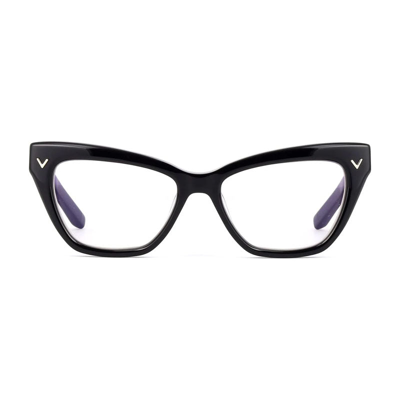 Valentino Eyeglasses Cat Eye Full Rim, Shiny Black Frame and Clear Demo Lens Lens VLX-140A