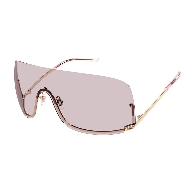 Gucci Sunglasses Shield Semi Rim, Rose Gold Frame and Pink Lens GG1560S004