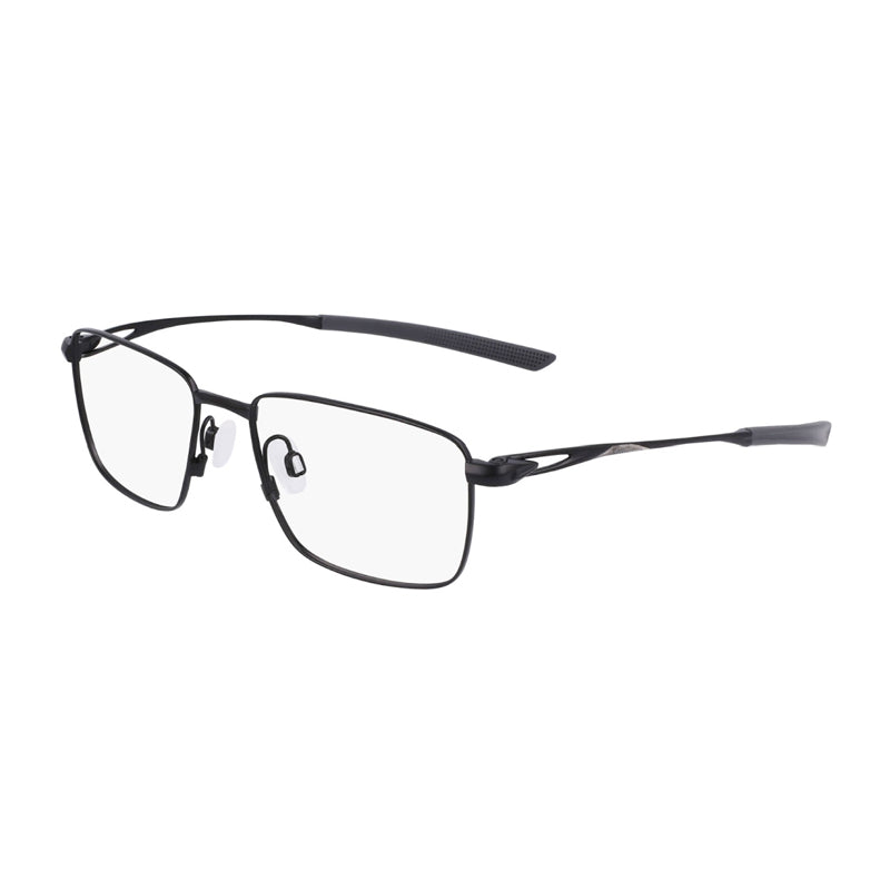Nike Eyeglasses Rectangle Full Rim, Satin Black Frame and Clear Demo Lenses Lens NIKE6046001