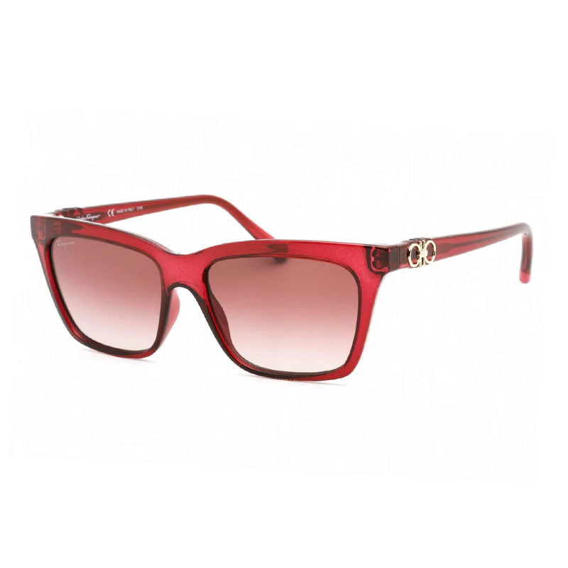 Ferragamo Salvatore Ferragamo Sunglasses Square Full Rim, Transparent Wine Frame and Brown Gradient Lens SF1027S655