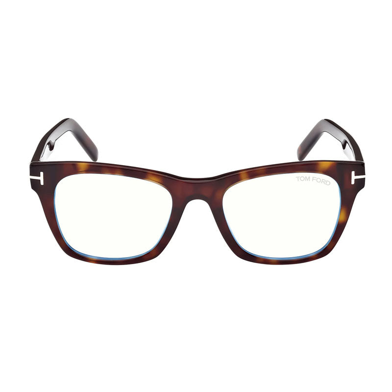 Tom Ford Eyeglasses Square Full Rim, Havana Frame and Clear Blue Light Block Lens FT5886-B052