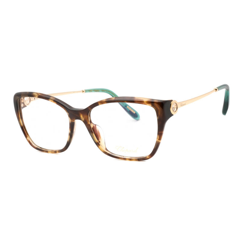 Chopard Eyeglasses Rectangle Full Rim, Shiny Tortoise Frame and Clear Demo Lenses Lens VCH322S09AJ