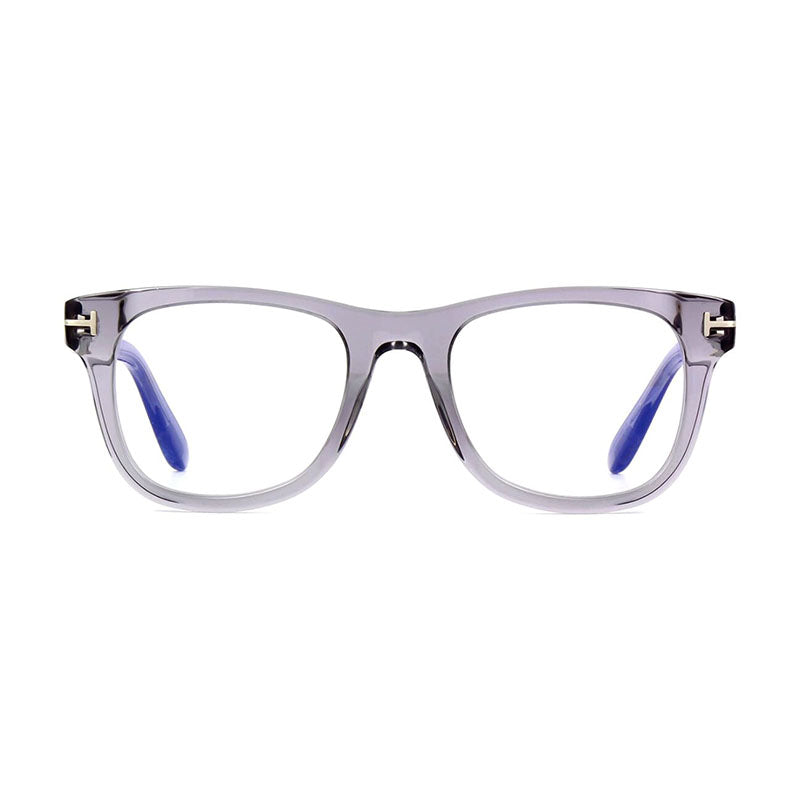 Tom Ford Eyeglasses Square Full Rim, Transparent Grey Frame and Clear/Blue-light Block Lenses Lens FT5820-B020