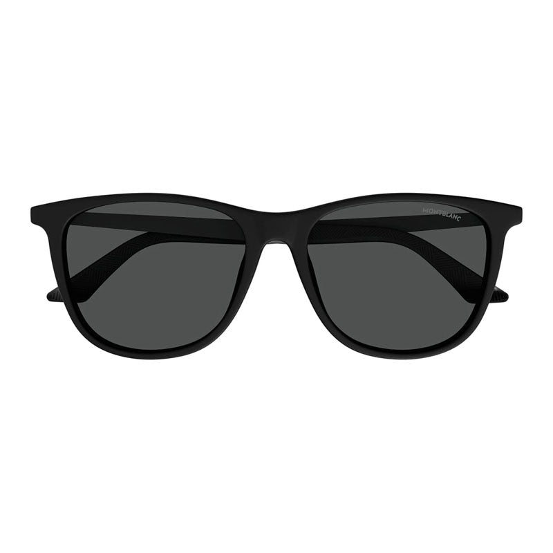 Montblanc Sunglasses Square Full Rim, Shiny Black Frame and Grey Lens MB0330S001