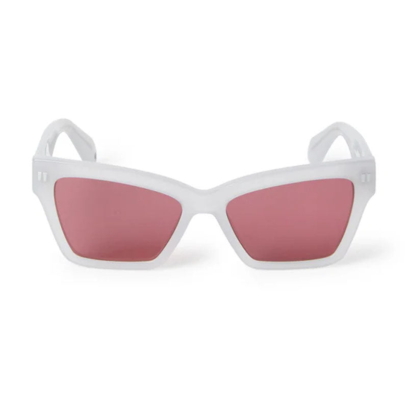 Off-White Sunglasses Cat Eye Full Rim, Shiny Grey Frame and Brown Lens OERI110CINCINNATI0964