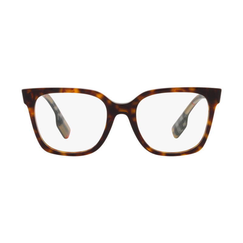 Burberry Eyeglasses Square Full Rim, Dark Havana Frame and Clear Demo Lenses Lens BE23473943