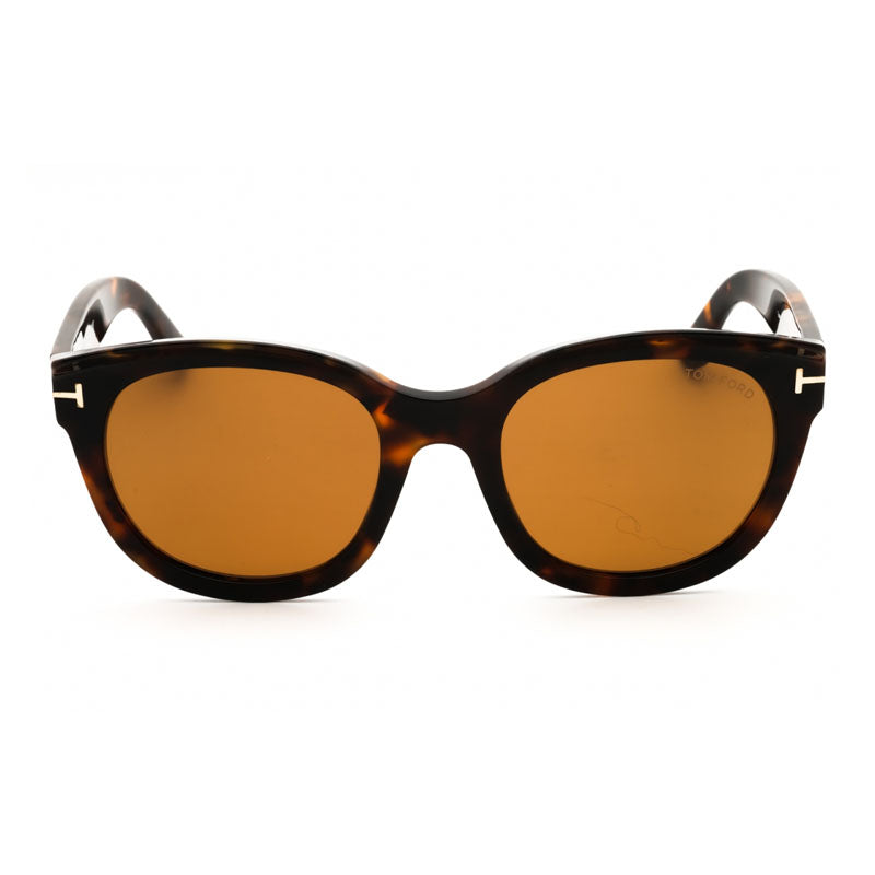 Tom Ford Sunglasses Round Full Rim, Dark Havana Frame and Brown Lens FT111452E