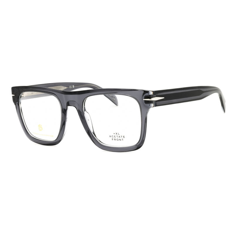 David Beckham Eyeglasses Square Full Rim, Grey Crystal Frame and Clear Demo Lenses Lens DB7020/FLAT0TX700