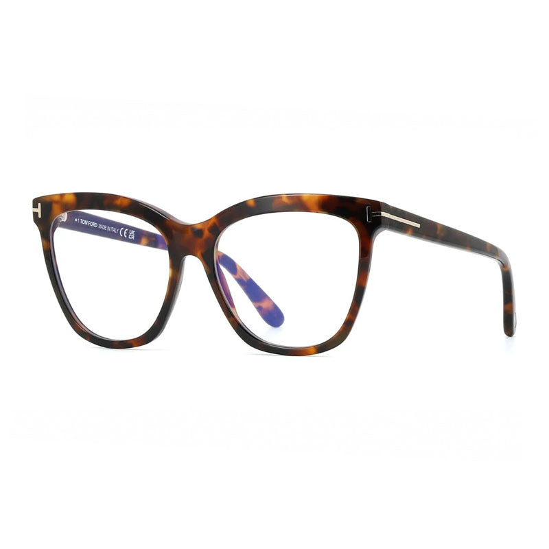 Tom Ford Eyeglasses Butterfly Full Rim, Dark Havana Frame and Clear/Blue Light Block Lenses Lens FT6042-B052