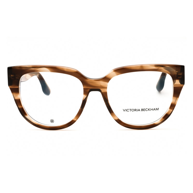 Victoria Beckham Eyeglasses Rectangle Full Rim, Striped Brown Frame and Clear Demo Lenses Lens VB2674230