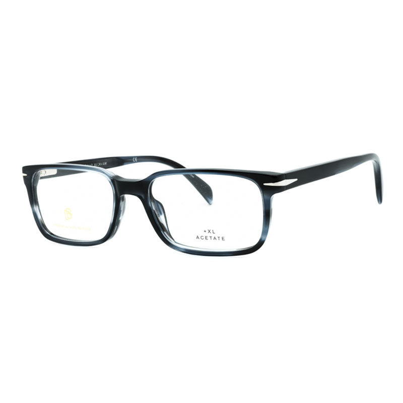 David Beckham Eyeglasses Rectangle Full Rim, Grey Horn Frame and Clear Demo Lenses Lens DB106502W800