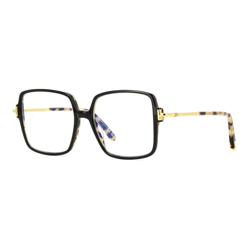 Tom Ford Eyeglasses Square Full Rim, Black Frame and Clear/Blue-Light Block Lenses Lens FT5915-B005