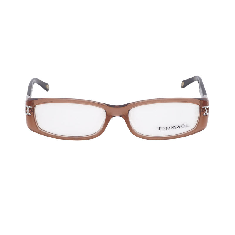 Tiffany & Co. Eyeglasses Rectangle Full Rim, Pink Brown/Havana Frame and Clear Demo Lens Lens TF2021-B8069