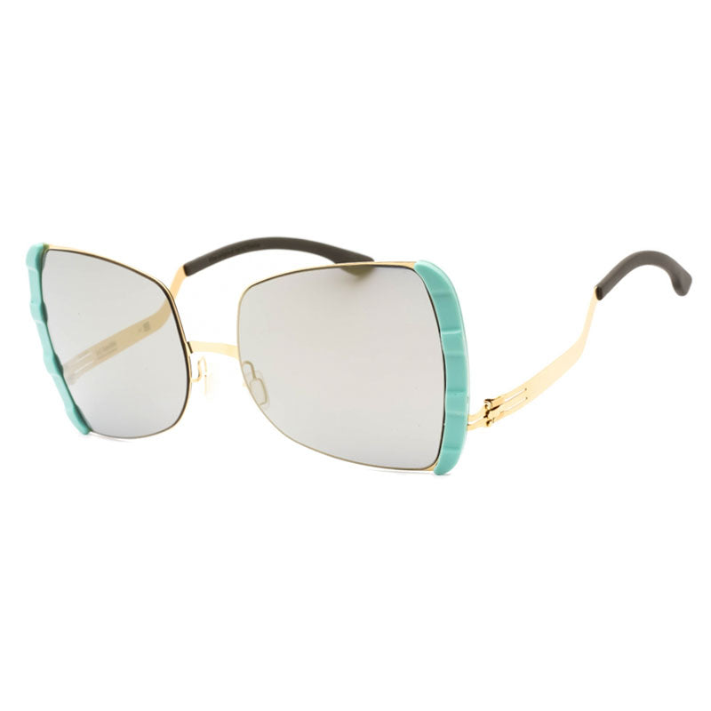 Ic! Berlin Sunglasses Butterfly Full Rim, Matt-Gold-Pistachio Frame and Brown Silver Mirror Lens VIPD0072H248