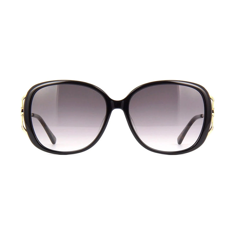 Gucci Sunglasses Oval Full Rim, Black/Gold Frame and Grey Gradient Lens GG0649SK002