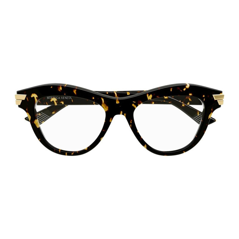Bottega Veneta Eyeglasses Cat Eye Full Rim, Havana Frame and Clear Demo Lenses Lens BV1105O002