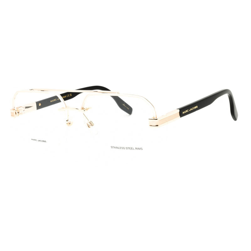 Marc Jacobs Eyeglasses Aviator Semi Rim, Gold Black Frame and Clear Demo Lenses Lens MARC7140RHL00