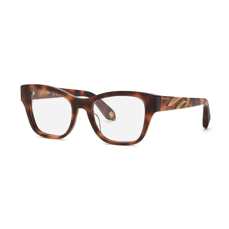 Roberto Cavalli Eyeglasses Square Full Rim, Dark Havana Frame and Clear Demo Lenses Lens VRC025M02BV