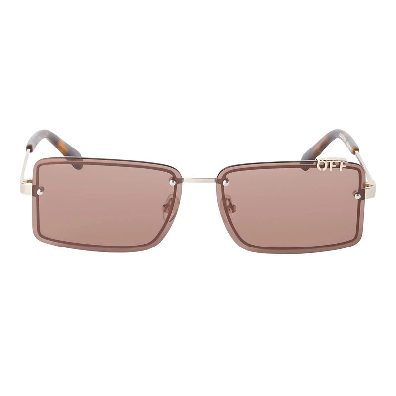 Off-White Sunglasses Rectangle Rimless, Gold Frame and Brown Lens OERI13NTAMPA7664