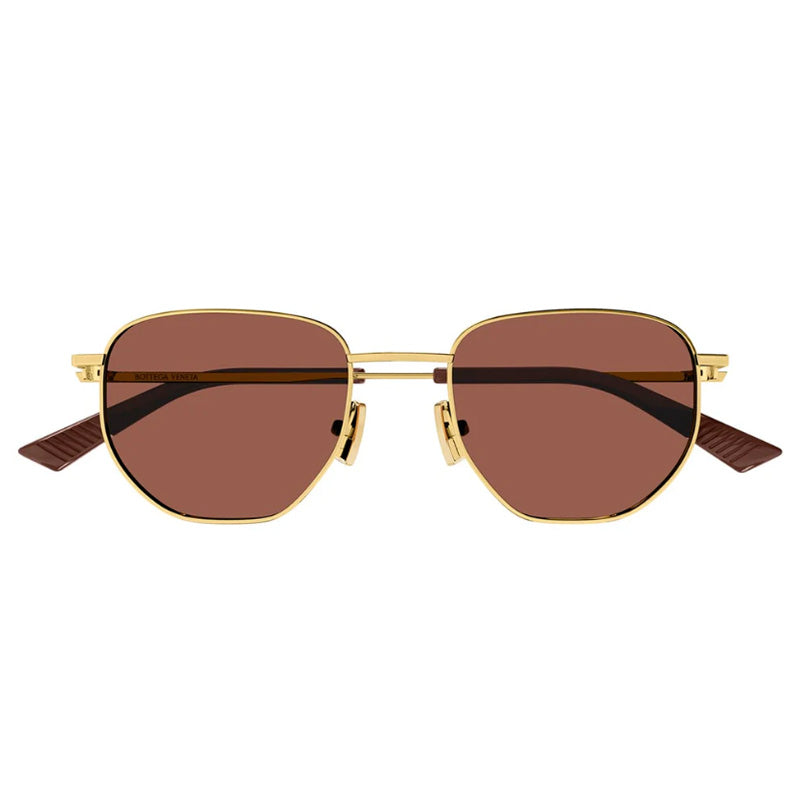 Bottega Veneta Sunglasses Aviator Full Rim, Gold Frame and Brown Lens BV1301S003