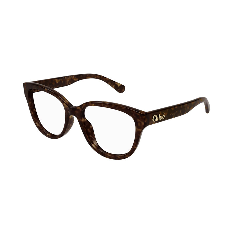 Chloe Eyeglasses Square Full Rim, Havana Frame and Clear Demo  Lens Lens CH0243O006
