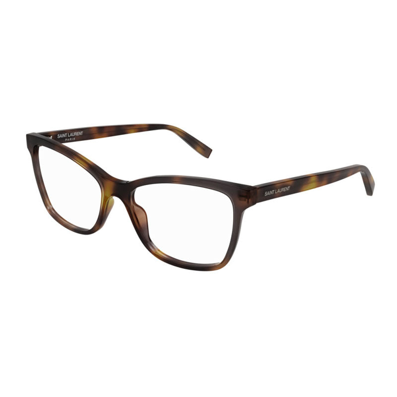 Saint Laurent Eyeglasses Cat Eye Full Rim, Havana Frame and Clear Demo Lenses Lens SL503003