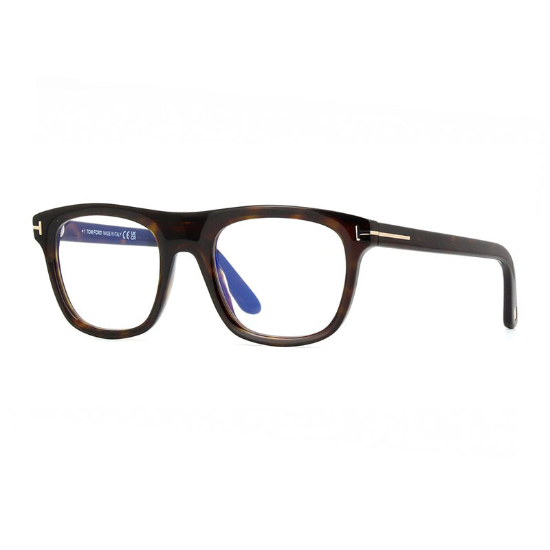 Tom Ford Eyeglasses Square Full Rim, Dark Havana Frame and Clear Blue Light Block Lens FT5939-B052