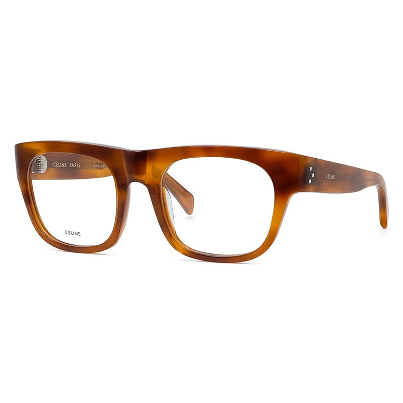 Celine Eyeglasses Square Full Rim, Light Havana Frame and Clear Demo Lenses Lens CL50033I053