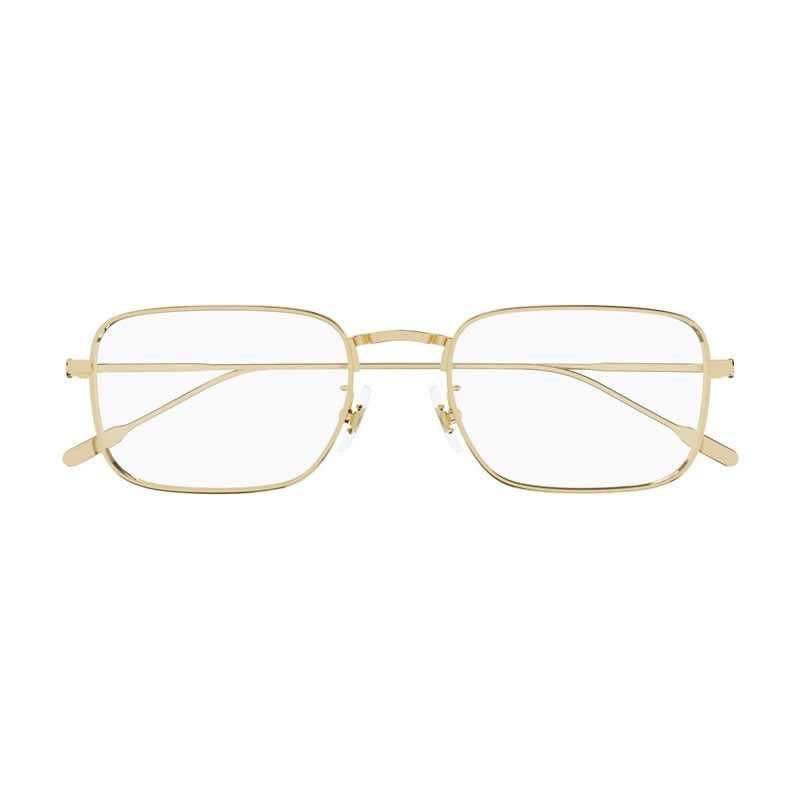 Montblanc Eyeglasses Rectangle Full Rim, Gold Frame and Clear Demo Lens Lens MB0212O001