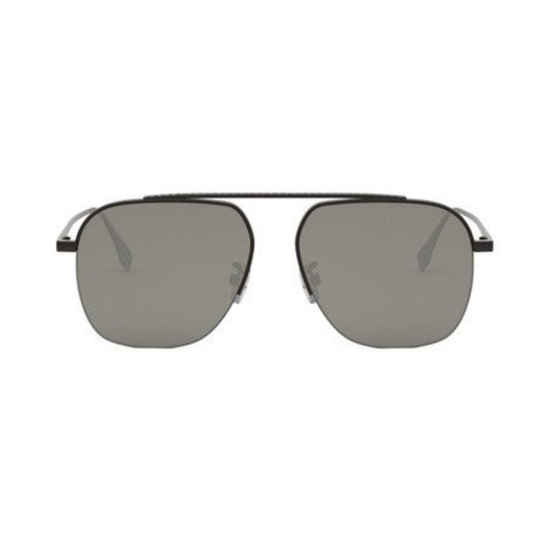 Fendi Sunglasses Aviator Full Rim, Matte Light Ruthenium Frame and Smoke Mirror Lens FE40005U15C