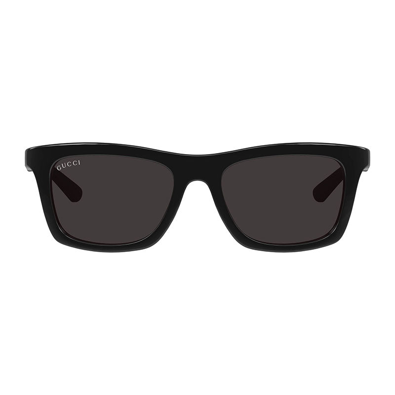Gucci Sunglasses Rectangle Full Rim, Shiny Black Frame and Grey Lens GG1735S001