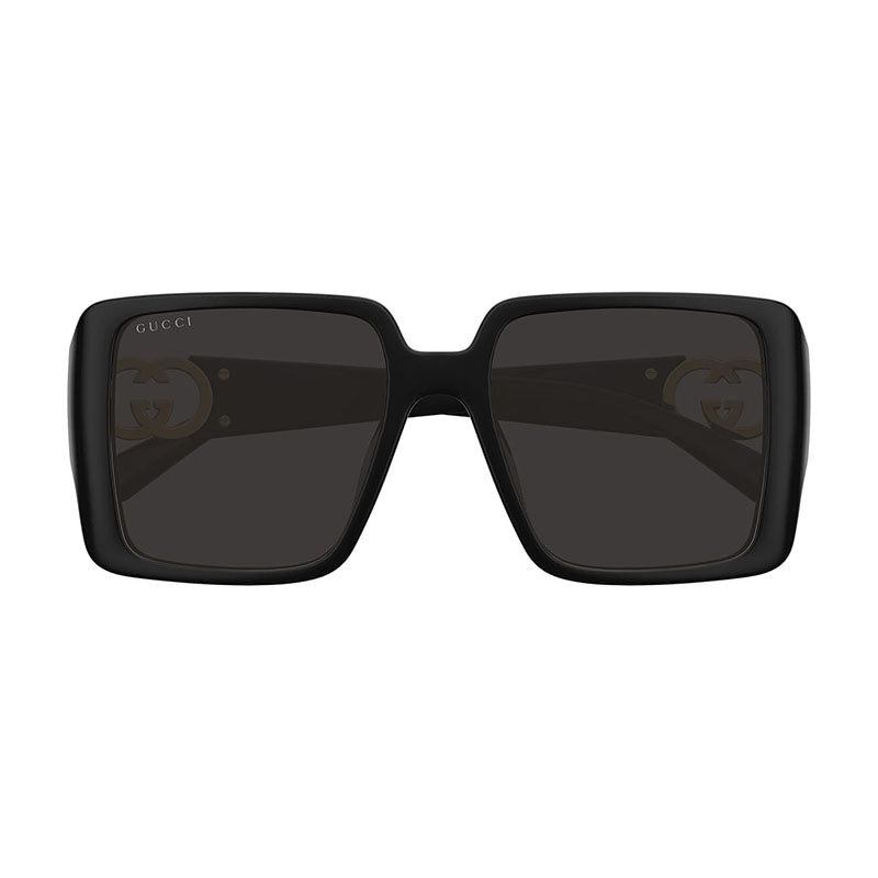 Gucci Sunglasses Square Full Rim, Shiny Black Frame and Grey Lens GG1692SA001