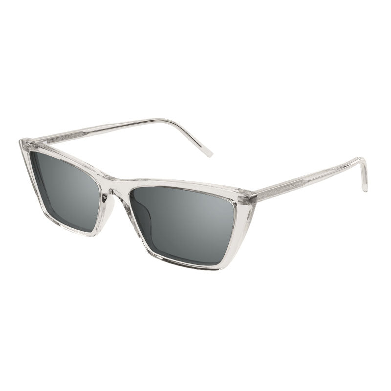 Saint Laurent Sunglasses Cat Eye Full Rim, Transparent Beige Frame and Silver Lens SL737MICATHIN004
