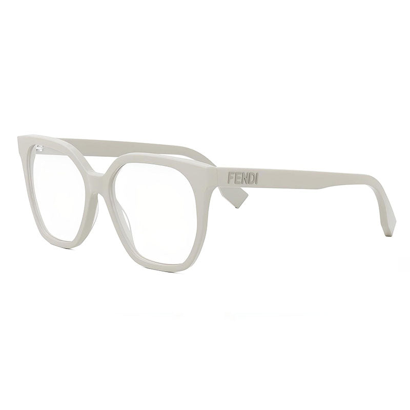 Fendi Eyeglasses Square Full Rim, Bone Frame and Clear Demo Lenses Lens FE50087I057