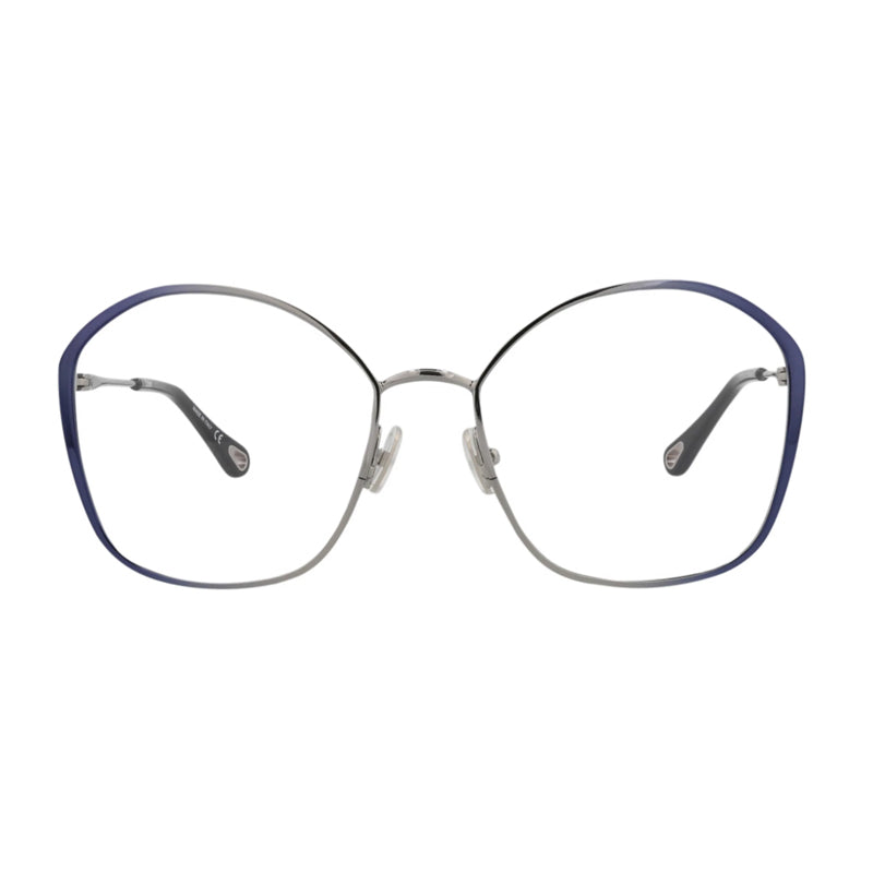Chloe Eyeglasses Butterfly Full Rim, Ruthenium/Blue Frame and Clear Demo Lenses Lens CH0017OA001