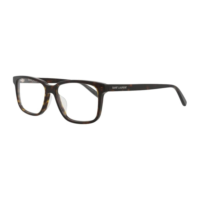 Saint Laurent Eyeglasses Rectangle Full Rim, Dark Havana Frame and Clear Demo Lenses Lens SL458/F002