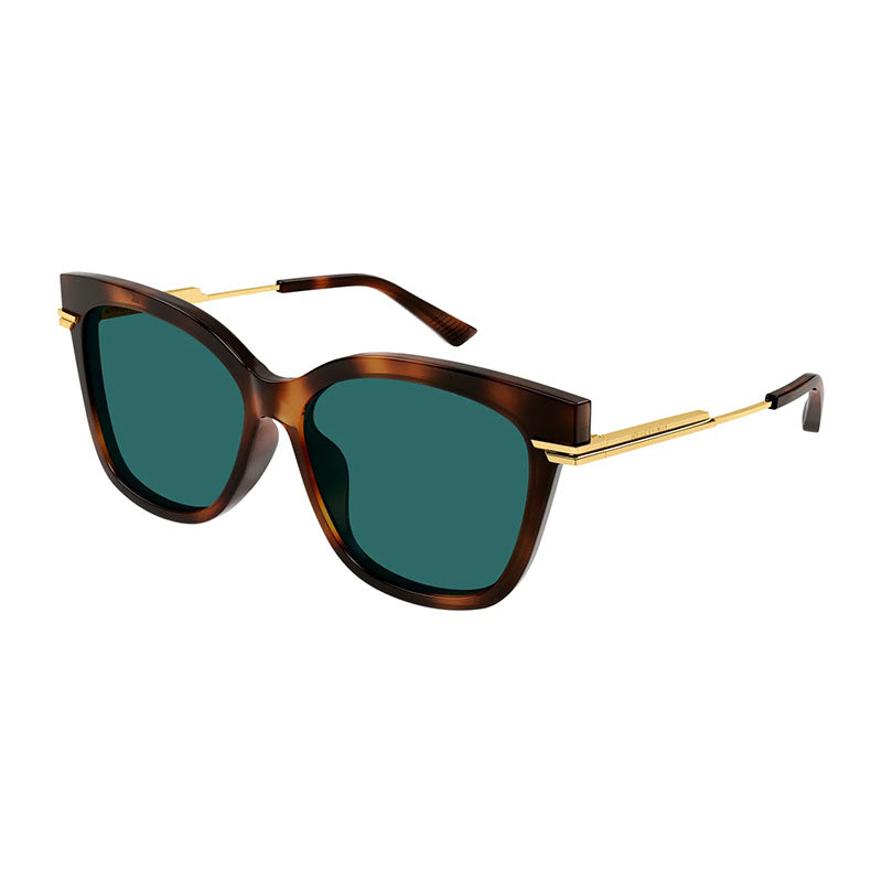 Bottega Veneta Sunglasses Cat Eye Full Rim, Havana/Gold Frame and Green Lens BV1296SA003