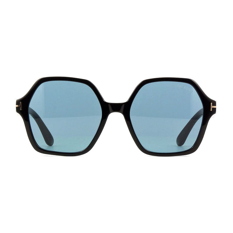 Tom Ford Sunglasses Geometric Full Rim, Shiny Black Frame and Smoke Blue Lens FT103201A