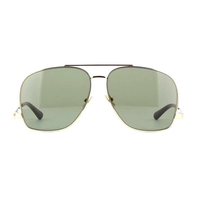 Saint Laurent Sunglasses Aviator Full Rim, Gold Frame and Green Lens SL653LEON003