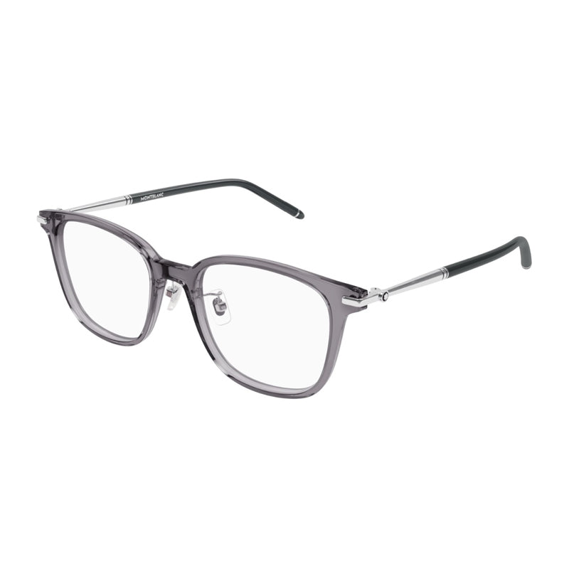 Montblanc Eyeglasses Square Full Rim, Shiny Grey Frame and Clear Demo Lens Lens MB0247OK002