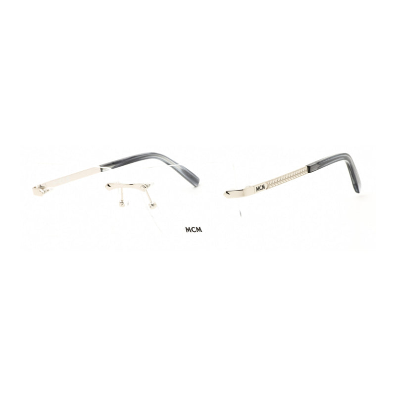 Mcm Eyeglasses Rectangle Rimless, Shiny Palladium Frame and Clear Demo Lenses Lens MW5018-H016