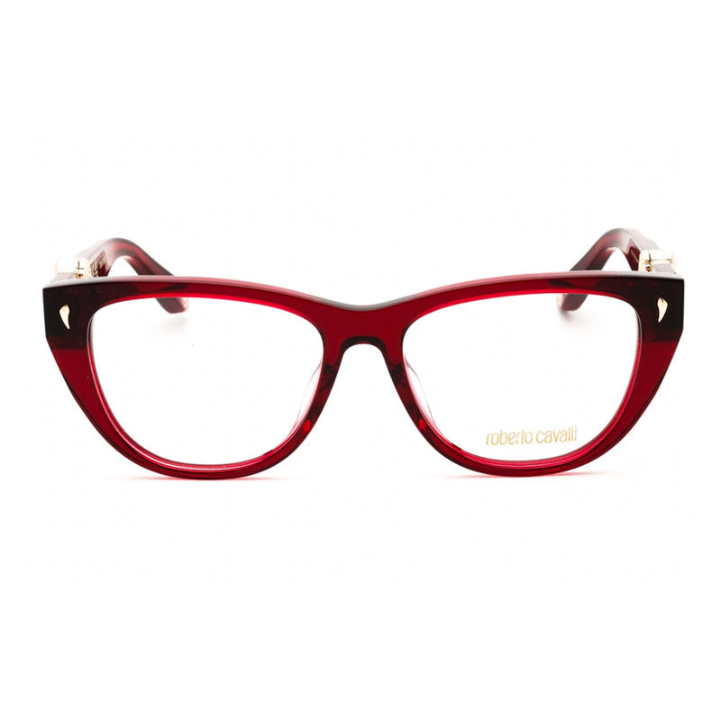 Roberto Cavalli Eyeglasses Cat Eye Full Rim, Shiny Dark Burgundy Frame and Clear Demo Lenses Lens VRC0450954