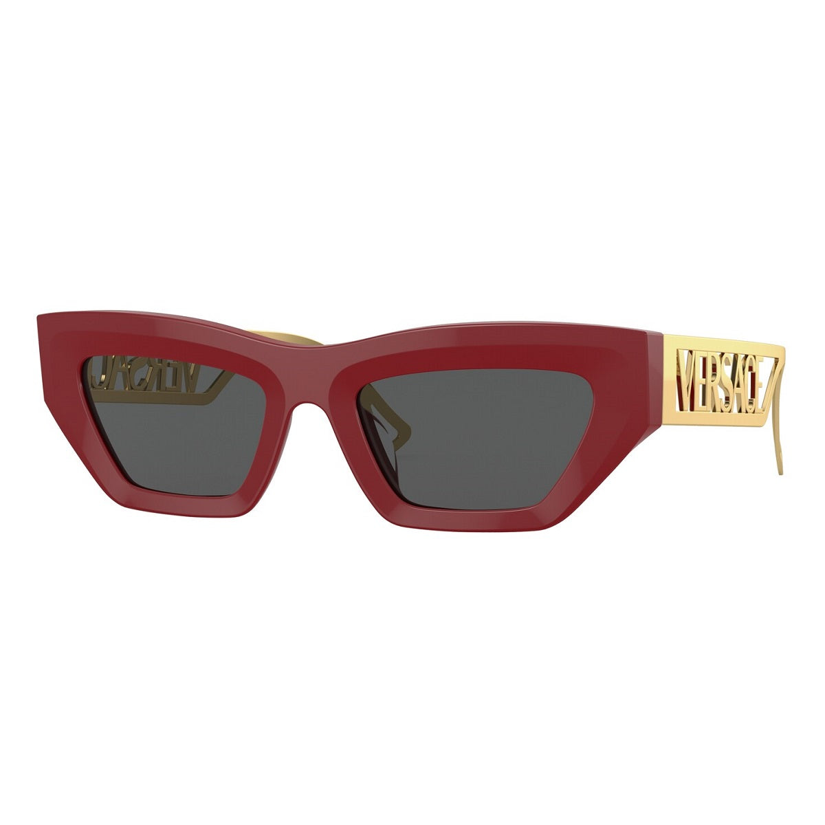 Versace Sunglasses Cat Eye Full Rim, Red Frame and Dark Grey Lens VE4432U538887