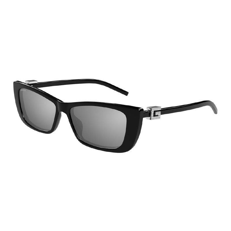 Gucci Sunglasses Rectangle Full Rim, Black Frame and Grey Silver Mirror Lens GG1681S002