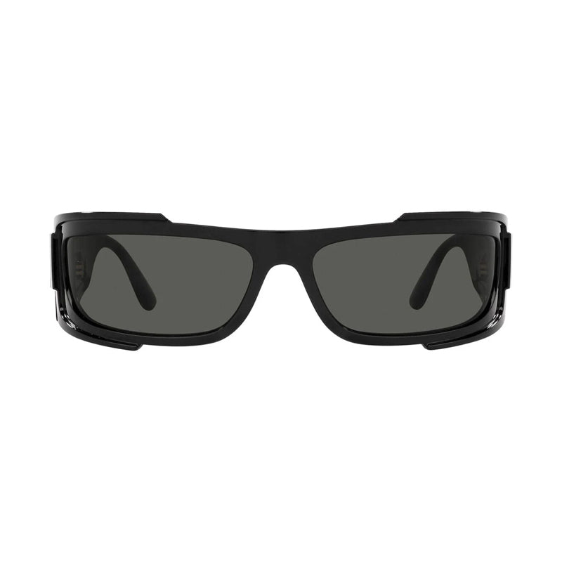 Versace Sunglasses Rectangle Full Rim, Black Frame and Dark Grey Lens VE4446GB1/87